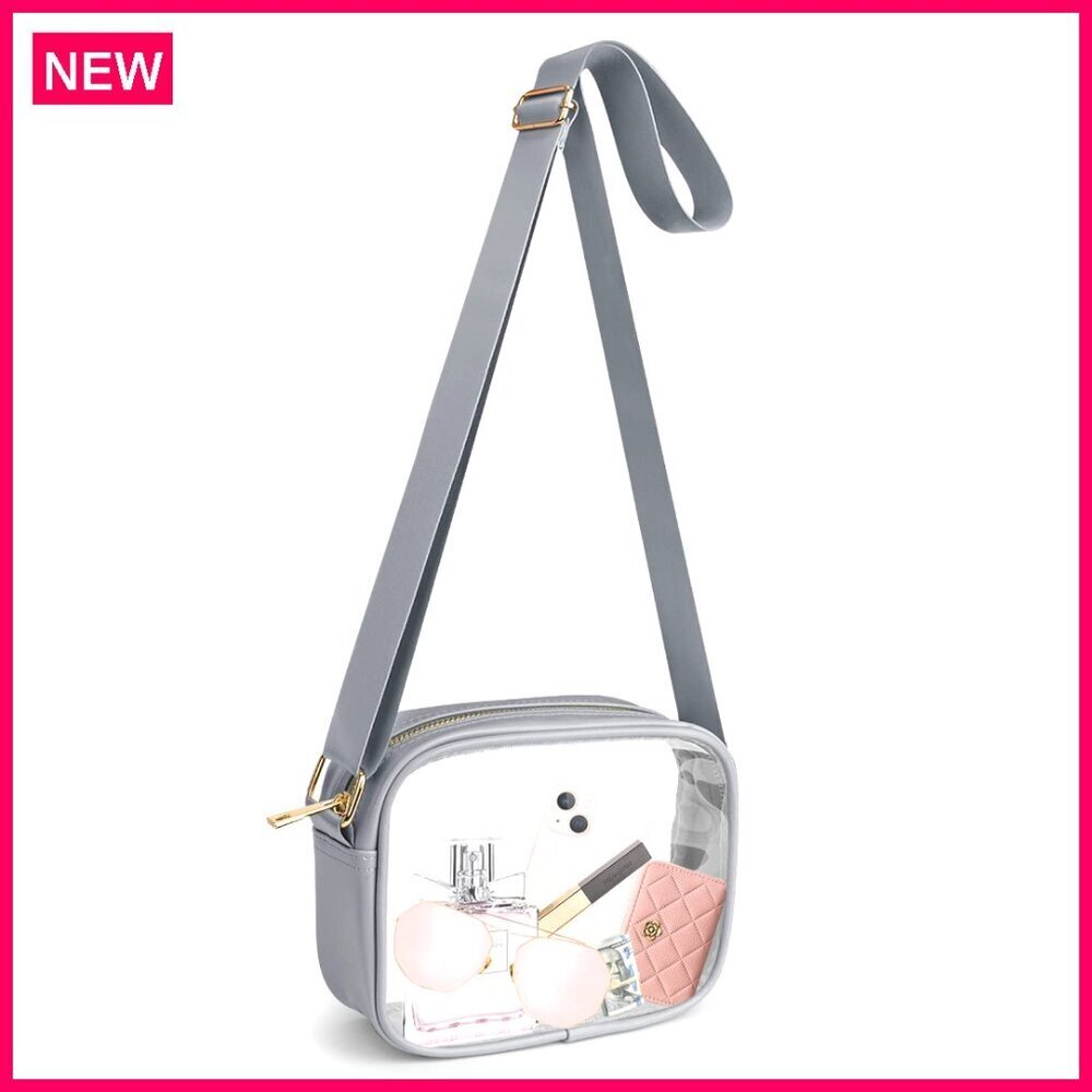 Stadium Approved Clear Crossbody Bag, Waterproof TPU Leather Purse for Concerts